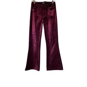 Paige Genevieve Flare Velvet Pants Burgundy Size 27 Soft Casual RARE